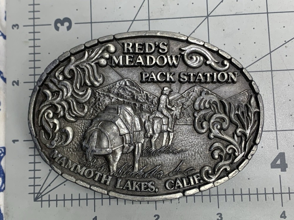 VTG PACIFIC BRASS AND BUCKLE “Red’s Meadow Pack Station” Mammoth Lakes, CA (B3)