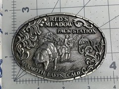 VTG PACIFIC BRASS AND BUCKLE “Red’s Meadow Pack Station” Mammoth Lakes, CA (B3)