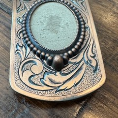 Western Floral Scroll Belt Buckle Copper Tone Beaded Oval Center DIY