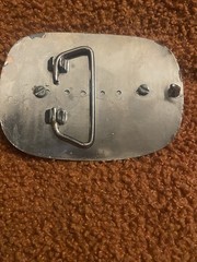 Western style oval metal belt buckle w/center oval Stone