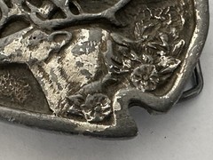 Vintage Elk Deer Sunshine Trees Scene Belt Buckle Heavy Triangle Sec Cast USA