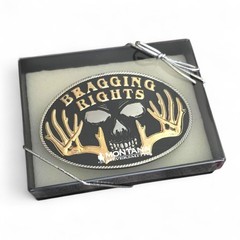 Montana Silversmiths Bragging Rights Skull Antler Belt Buckle A242 Two Tone NEW