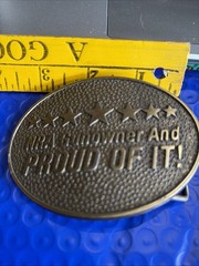 Vintage Norman Foundry NRA Gunowner & Proud Of It Belt Buckle Brass Made In USA