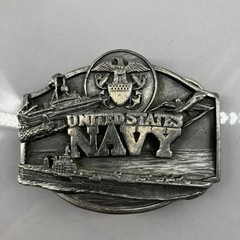 Siskiyou Buckle Co United States Navy Belt Buckle 1987 Pewter Ship Eagle