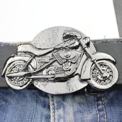 Motorcycle Belt Buckle Matt Black Modern Biker Style Minimal Heavy Duty Metal