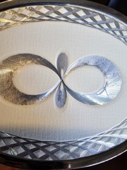Belt Buckle SilverTONE Metal with White Design