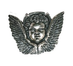 Vtg Washed Up Hollywood Belt Buckle Gothic 3D Cherub Angel Pewter Metal Y2K A+!