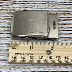 Tommy Hilfiger Belt Buckle Silver-Tone Metal Rectangular Slide Closure