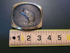 Vintage 1978 SL Knight Sculpture Bass Fly Fishing Belt Buckle Solid Bronze USA
