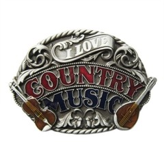 Vintage Style Enamel Western Country Music Belt Buckle