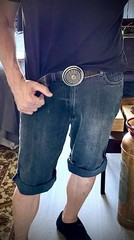 “Red Stone Shield”Industrial Art Belt Buckle Handmade OOAK Darren McNeese