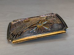 Vintage American Soaring Eagle Solid Brass Belt Buckle w/ Diamond Crystal