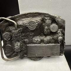 Vintage Budweiser Clydesdale King of Beers Belt Buckle red enameled pewter