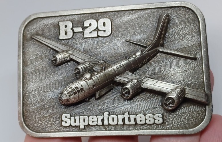 Vintage B-29 Superfortress Plane Bomber War Fight Military Airplane Belt Buckle