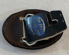 NWT Siskiyou Tooled Leather Belt Buckle Two Horses
