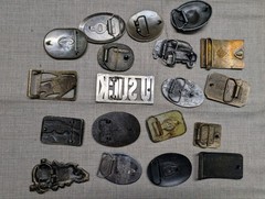vintage LOT OF 19 belt buckles WESTERN brass cowboy 1970s-1980&rsquo;s