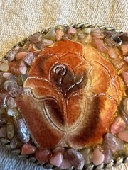 One of a kind Resin Rose Detailed Stone Resin Art Belt Buckle 3.5X2.75