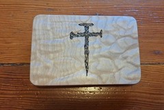 Handmade 4 1/8&Prime; X 2 3/4&Prime; Belt Buckle Wood w/3 Nail Cross Design