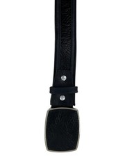 Genuine Leather Shark Skin Print Western Belt with Removable Buckle – Black