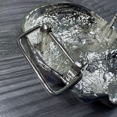 Skull Belt Buckle Wearing Sunglasses Silver Finish Clear Stone