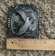 Soaring Eagle Belt Buckle Silver Colored Metal Fits 1.5&Prime; Width Belts 4.25&Prime;x3.25&Prime;