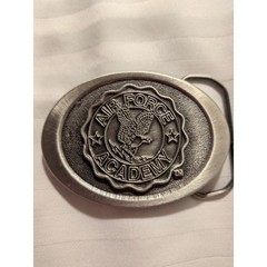 Vintage GAP Belt Buckle Air Force Academy USA 90s Collegiate Pewter Oval Buckle