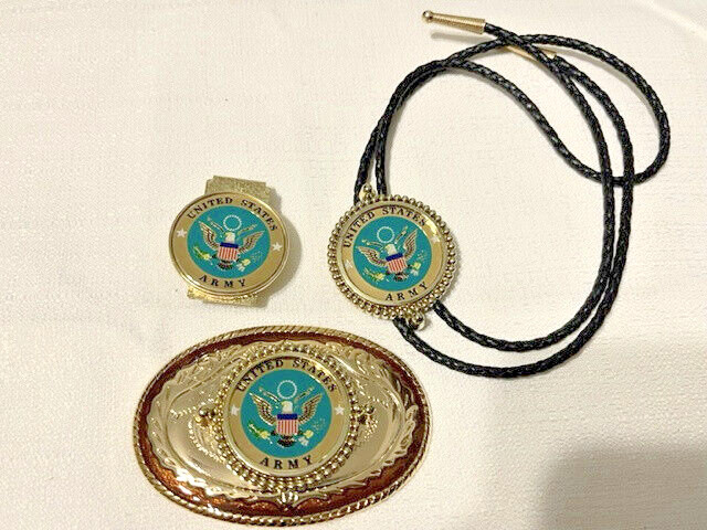 U.S. Army 3 piece set, belt buckle, bolo and money clip