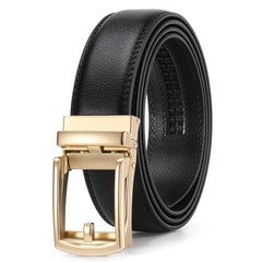 GAEKEAO Ratchet Belt for Men 28&Prime;-44&Prime; Waist Adjustable, Basic Gold – Black