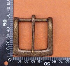 40mm Retro Brass Two-tone Heavy Square Single Metal Prong Pin Clips Belt Buckle