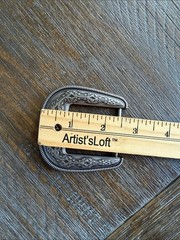 RANK 45 Silver Tone Western Engraved Belt Buckle fits 1 1/2&Prime; Belt EUC