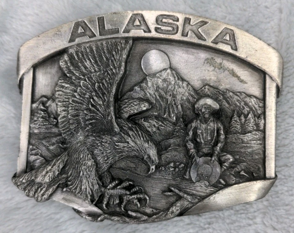 Vintage 1984 Alaska Belt Buckle Eagle Pewter Siskiyou Buckle Company