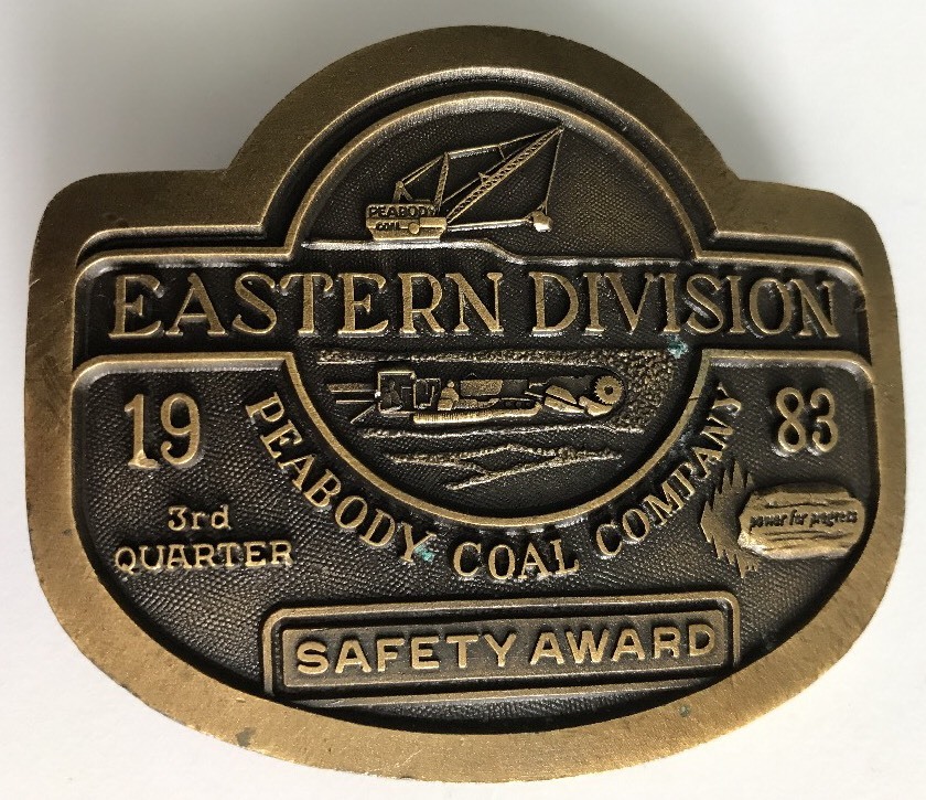 Peabody Coal Company Eastern Division 1983 Safety Award Belt Buckle Vtg 80’s