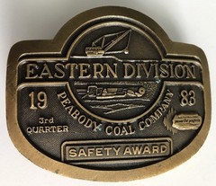 Peabody Coal Company Eastern Division 1983 Safety Award Belt Buckle Vtg 80’s