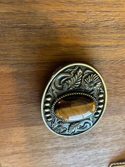 Tigers Eye Belt Buckle Antique Gold Silver Western Cowboy Style Accessory