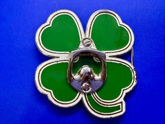 Lucky Four Leaf Clover Shamrock Green Silver Novelty Bottle Opener & Belt Buckle