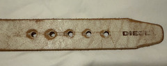 Diesel Vintage Off-White Leather Belt Brass Tiger Head Buckle Belt Size 95 / 38&Prime;