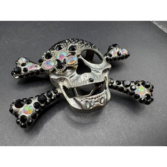 Pirate Skull Head Crossbones with Rhinestone Accent Gothic Punk Belt Buckle