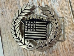 Cadillac Crown Logo Emblem Flag Silver Color Famous Stars & Straps Belt Buckle