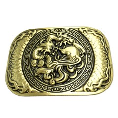 Dragon & Phoenix Solid Brass Mens Belt Buckle Western Cowboy Vintage Antique