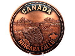 Vintage Round Copper Tone Canada Niagara Falls Metal Belt Buckle
