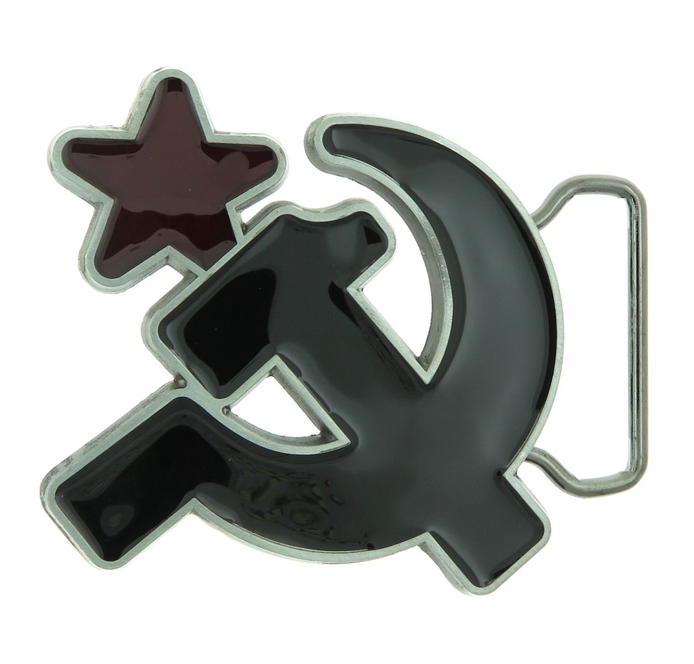 Soviet Union Russia Hammer and Sickle Enamel Metal Belt Buckle