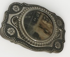 Western Unisex Silver Tone Polished Natural Genuine Stone Rope Belt Buckle
