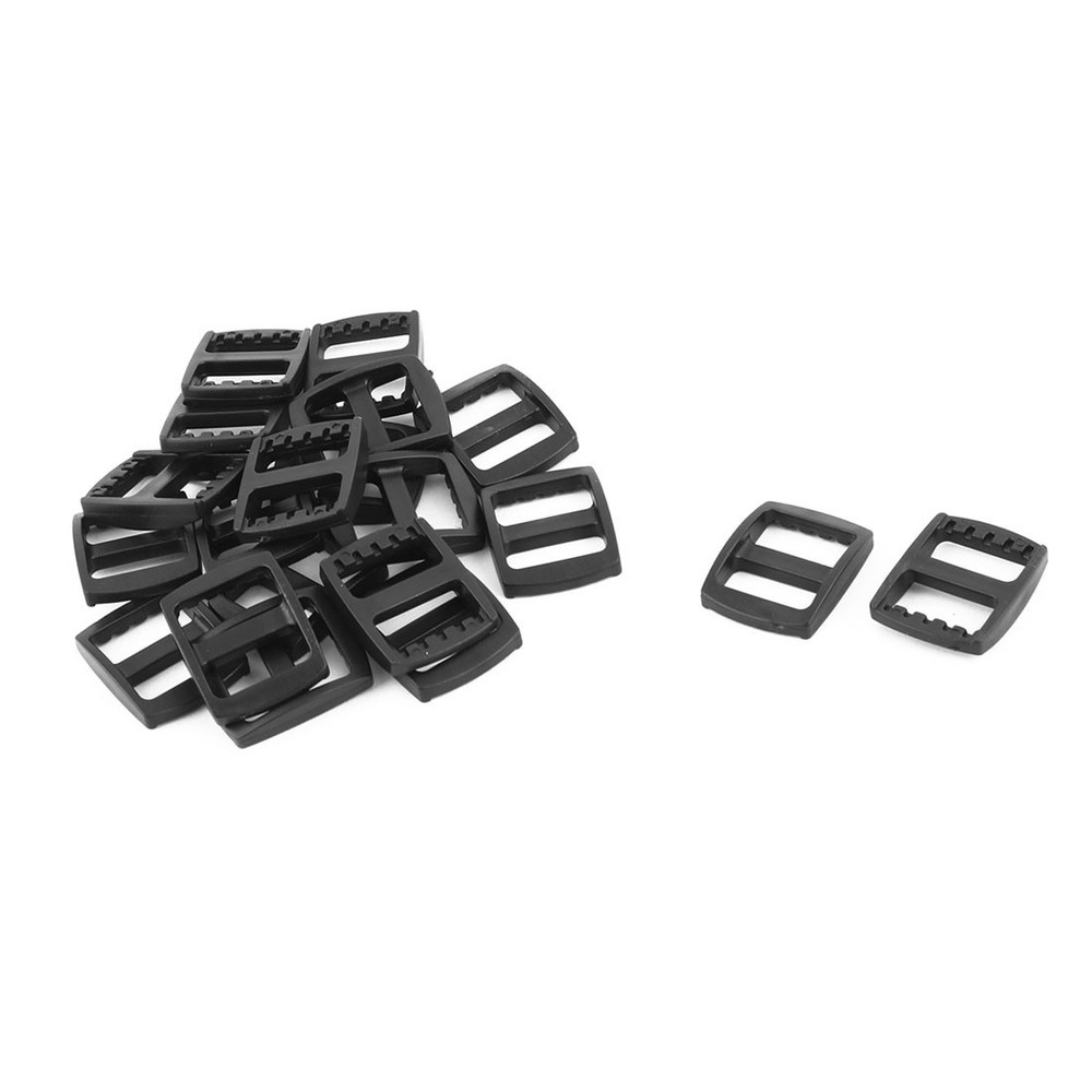 Travel Plastic Adjustable Backpack Glide Buckle Black 15mm Strap Width 20pcs