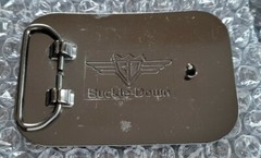 SKULL AND CROSSBONES PIRATE CROSS BONES RED WHITE PATTERN BELT BUCKLE DOWN