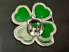 Lucky Four Leaf Clover Shamrock Green Silver Novelty Bottle Opener & Belt Buckle