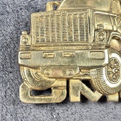 Vtg 1980 GMC Belt Buckle Semi Truck Solid BRASS 1.5&Prime; Baron Buckles BBB Trucker