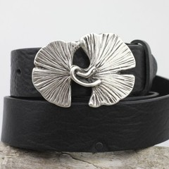 Gingko Leaves Belt Buckle, Rosepearl, Natural Metal Design with Gingko Leaves