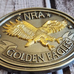 NRA Golden Eagles Pewter Belt Buckle USA National Rifle Association Western