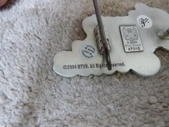 VTG 2004 PIMP MY RIDE Belt Buckle Fine Pewter 4731C Purple Sparkle Acrylic 4.25&Prime;