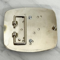Rhinestone Studded O Letter Initial Monogram Silver Tone Belt Buckle